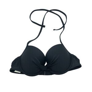 Aerie Bikini Top Push-Up Underwire Halter Padded Black 32B